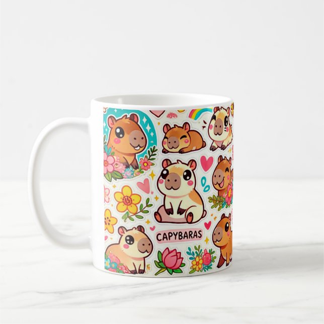Tasse Capybara Bloom – Vibes Mignonnes (Gauche)