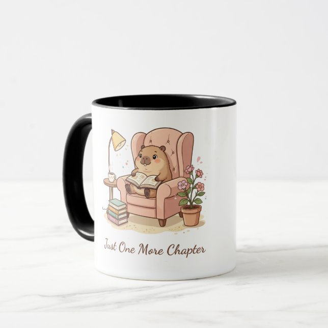 Tasse Capybara Mignon en Train de Lire – Juste Un  (Devant gauche)