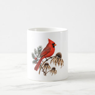 Tasse Cardinal Rouge et Têtes de Graines enneigées