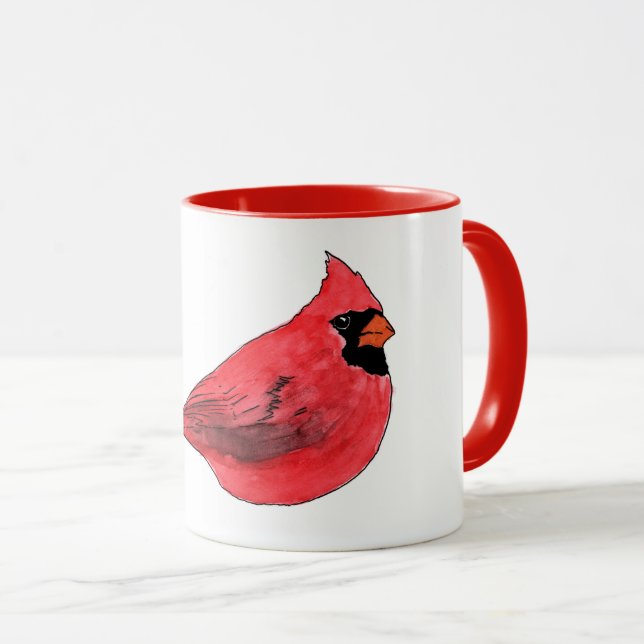 Tasse cardinale d'art de couleur d'eau (Devant droit)