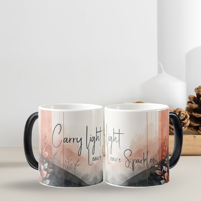 Tasse Carry Light, Leave Sparkles - Fleurs aquarel (Créateur téléchargé)