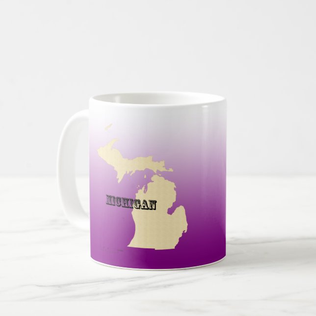 Tasse - Carte de l'État du Michigan avec ville (Devant gauche)