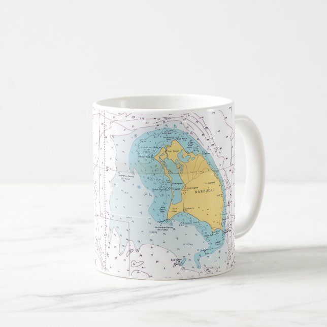 Tasse carte nautique de Barbuda (Devant droit)