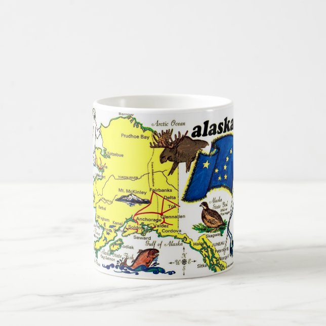 Tasse carte postale de l'État d'Alaska (Centre)