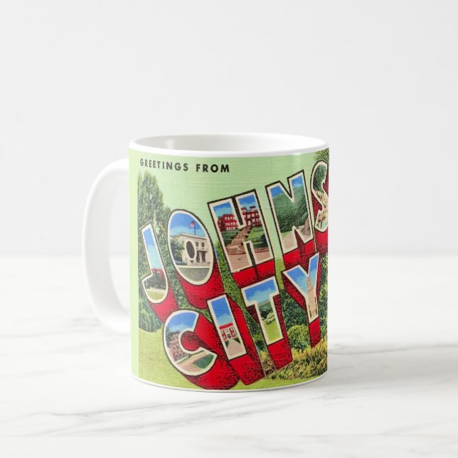 Tasse carte postale de salutations Johnson City TN (Devant gauche)