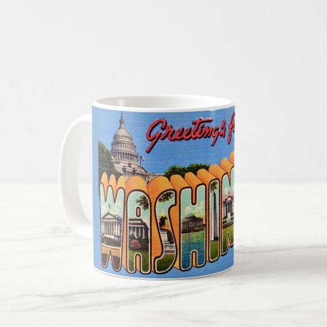 Tasse carte postale rétro de Washington DC (Devant gauche)