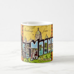 Tasse carte postale vintage de Des Moines Iowa