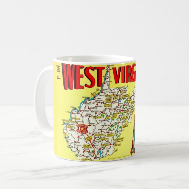 Tasse Carte Rétro de Virginie Occidentale (Devant gauche)