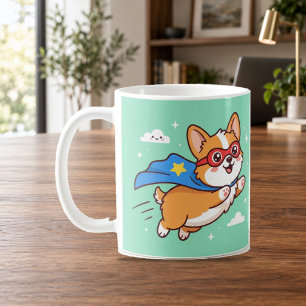 Tasse Cartoon Super Héros Corgi Volant