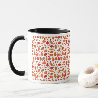 Tasse céramique bicolore à motif de feuilles d'aut
