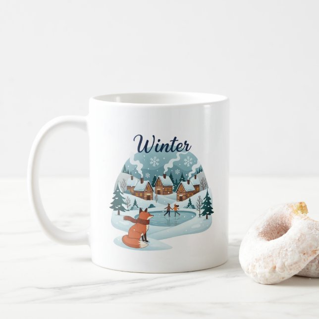 Tasse céramique Renard d'hiver (11oz) (Avec donut)