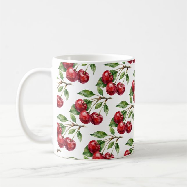 Tasse cerises aquarelle récolte douce (Gauche)