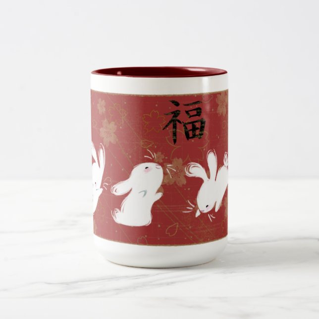 Tasse chanceuse de lapins (rouge) (Centre)