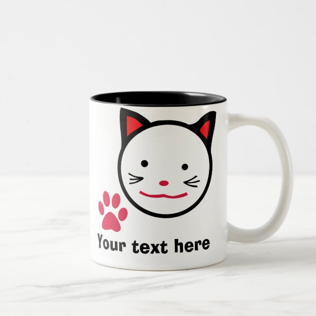 Tasse chanceuse personnalisée de chat (Droit)