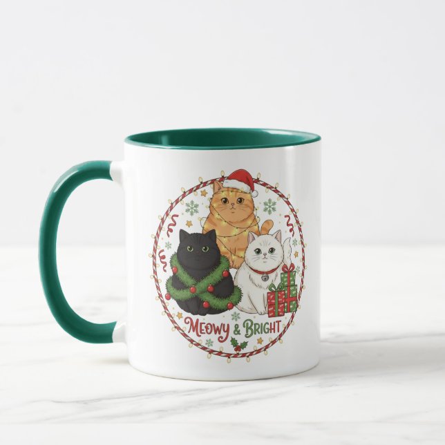 Tasse Chat de Noël - Tasse de café festive des Fêt (Gauche)