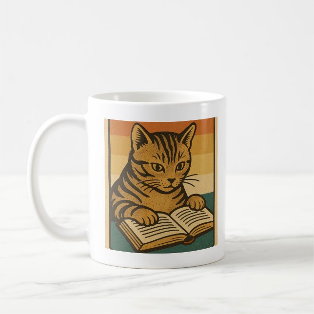 Tasse Chat en train de lire un livre (Gauche)