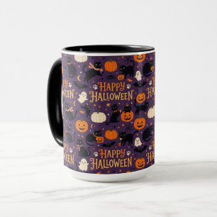 Tasse Chat Halloween, Citrouille Chat Noir Effraya