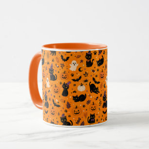 Tasse Chat Halloween, Tasse Café Chat Noir Squelet