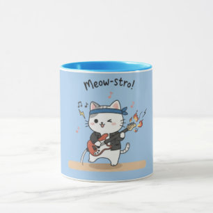 Tasse Chat Jouant de la Guitare Musique Drôle