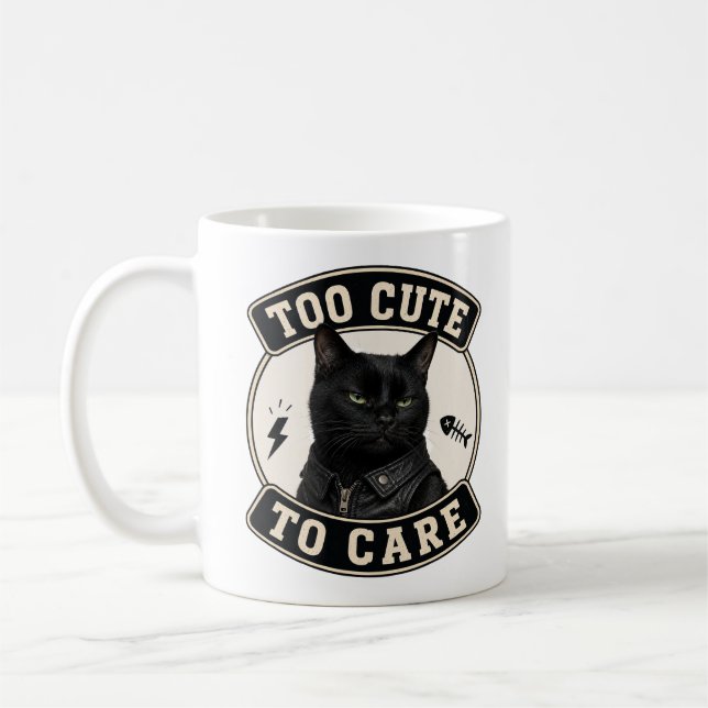 Tasse Chat Noir Cool | Trop Mignon Pour S'en Souci (Gauche)