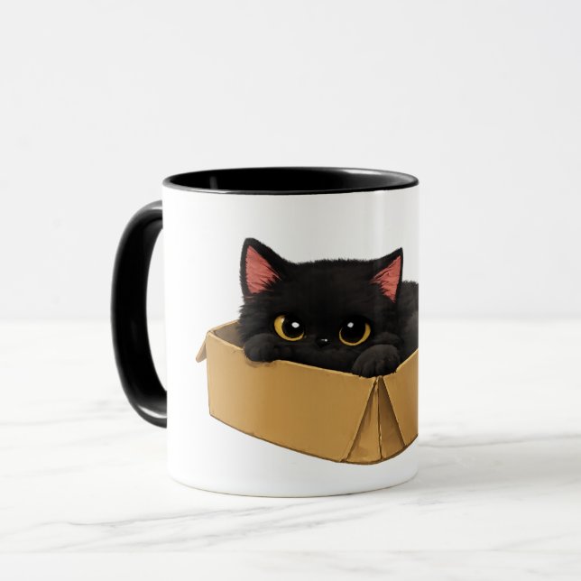 Tasse Chat Noir dans une Boîte (Devant gauche)