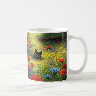 Tasse Chat Noir Floral Fantaisiste