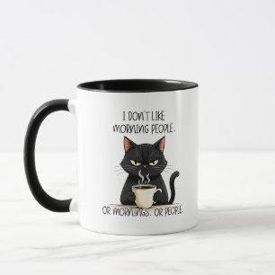 Tasse Chat Noir 'Je n'aime pas les gens du matin'