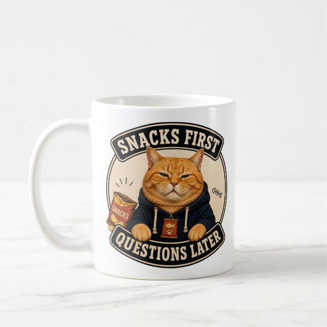Tasse Chat Orange | Snacks D'abord, Questions Ensu (Gauche)