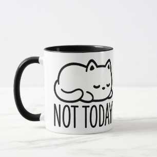 Tasse Chat Paresseux Minimaliste "PAS AUJOURD'HUI"
