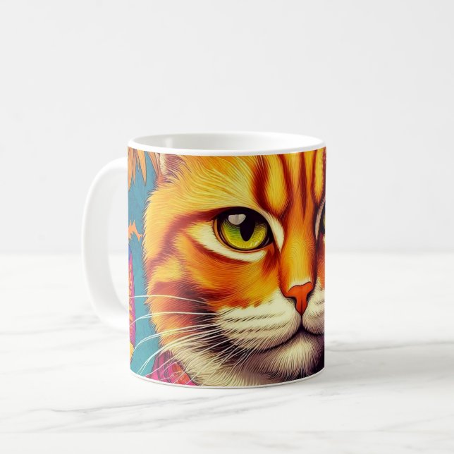 Tasse chat roux coloré ! (Devant gauche)