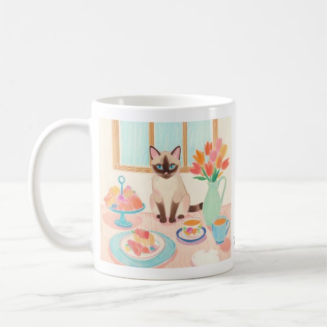 Tasse Chat Siamois & Friandises (Gauche)