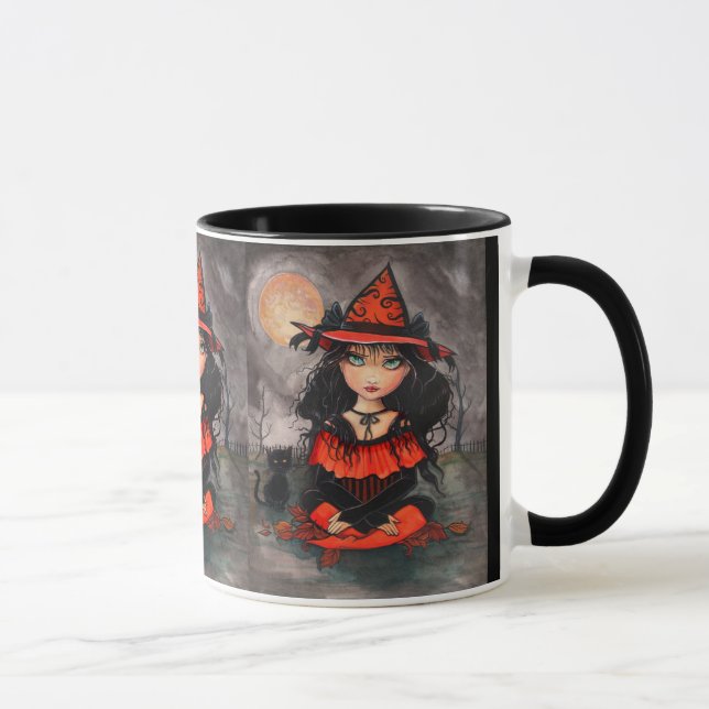Tasse Chat Sorcière Halloween par Molly Harrison (Droite)