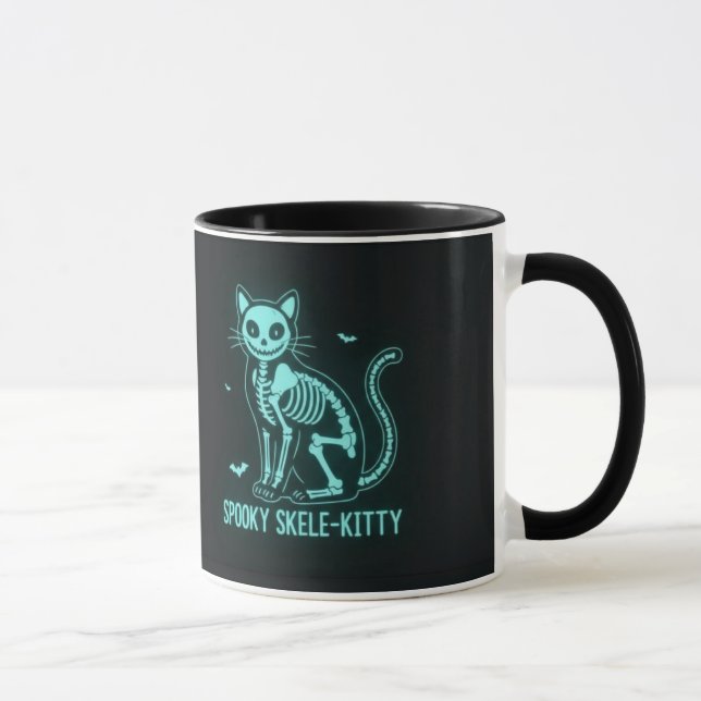 Tasse Chat Squelette Effrayant (Droite)