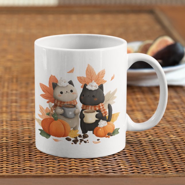 Tasse Chats Automne Cozy pour Amateurs de Café (Bring warmth to your mornings — your photo becomes art on this cozy mug)