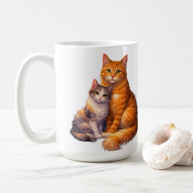 Tasse Chats Calico et Tabby  (Avec donut)