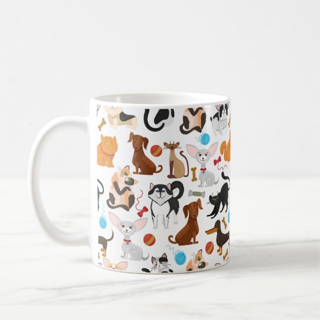 Tasse Chats et Chiens Mignons (Gauche)