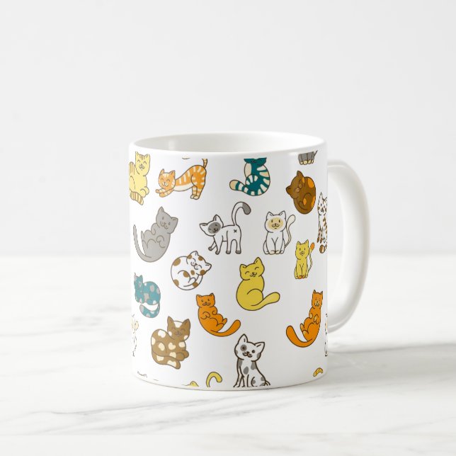 Tasse Chats Rayés à Points Fantaisistes (Devant droit)