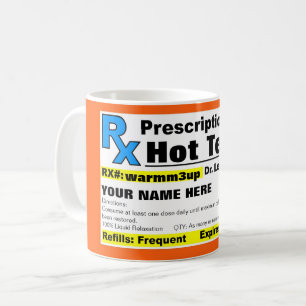 Tasse chaude de thé de prescription