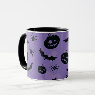 Tasse Chauves-Souris Araignées Halloween Violet