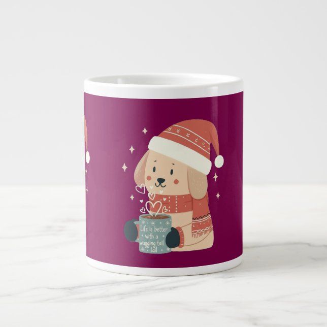 Tasse Chien de Noël Bonnet Écharpe Pastel - La vie (Devant)