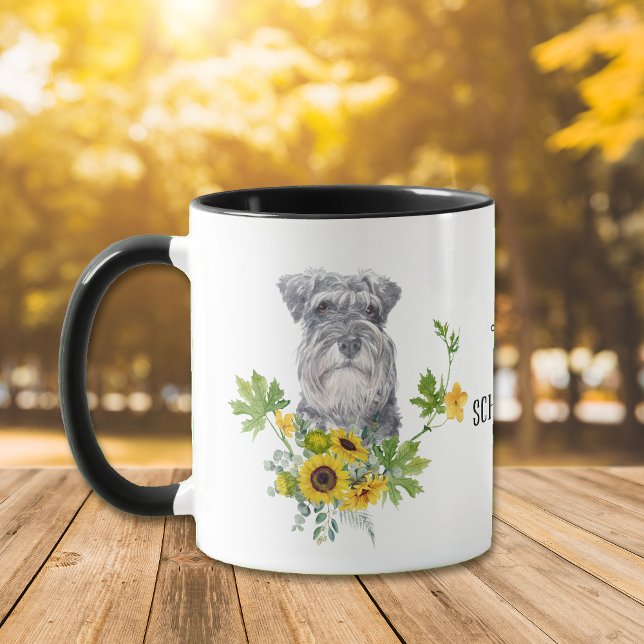 Tasse Chien Schnauzer Eucalyptus Tournesol (Créateur téléchargé)