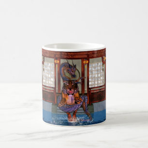 Tasse chinoise de dragon et de tigre, année du