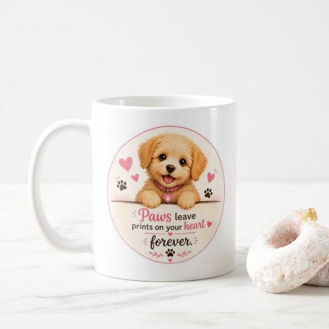 Tasse Chiot Mignon – Les Pattes Laissent des Empre (Avec donut)