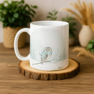 Tasse Chouette Aquarelle Noël Hiver Cadeau Mignon 