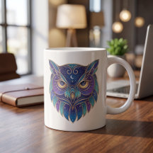 Tasse Chouette Céleste Ligne d'Art Luxe