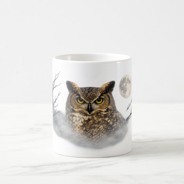 Tasse Chouette Mystique dans le Brouillard – Art A (Centre)