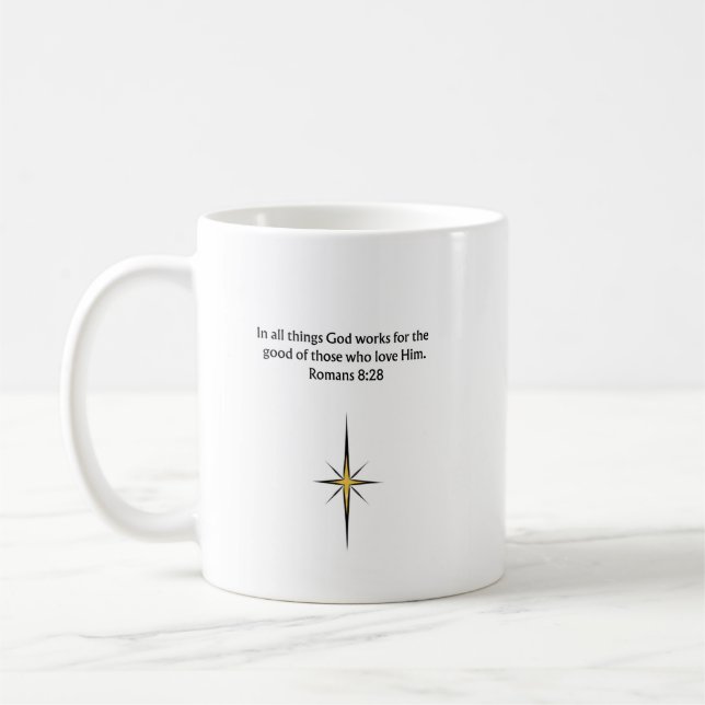 Tasse chrétienne Romains 8:28 | Cadeau d'encourage (Gauche)