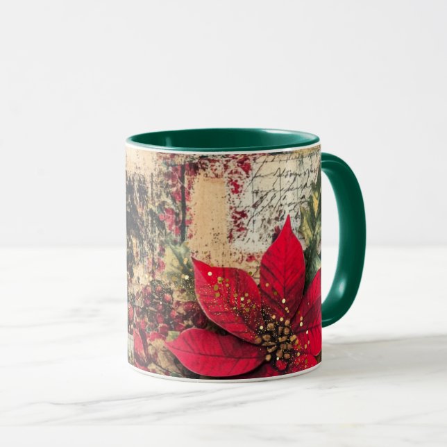 Tasse Christmas Collage Junk Journal Var23 (Devant droit)