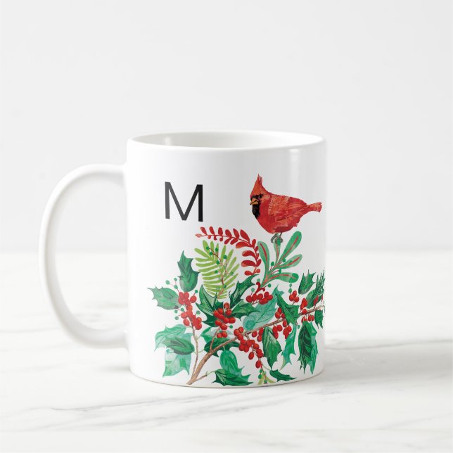 Tasse classique à monogramme de houx cardinal mode (Gauche)