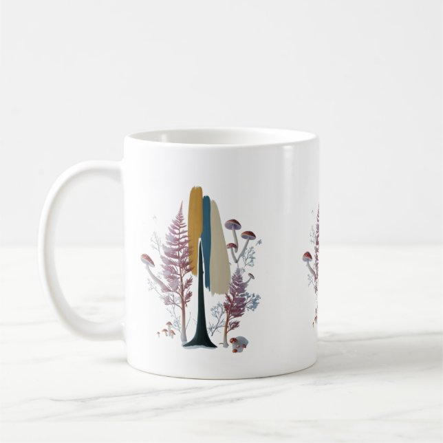 Tasse classique à motif abstrait de forêt boho (Gauche)